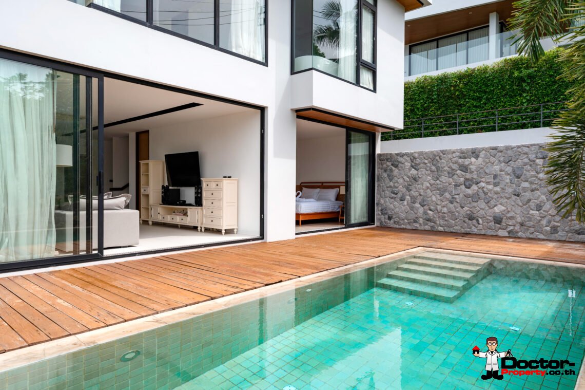 Modern 3 Bedroom Private Pool Villa with Partial Sea View in Plai Laem, Koh Samui – For Sale